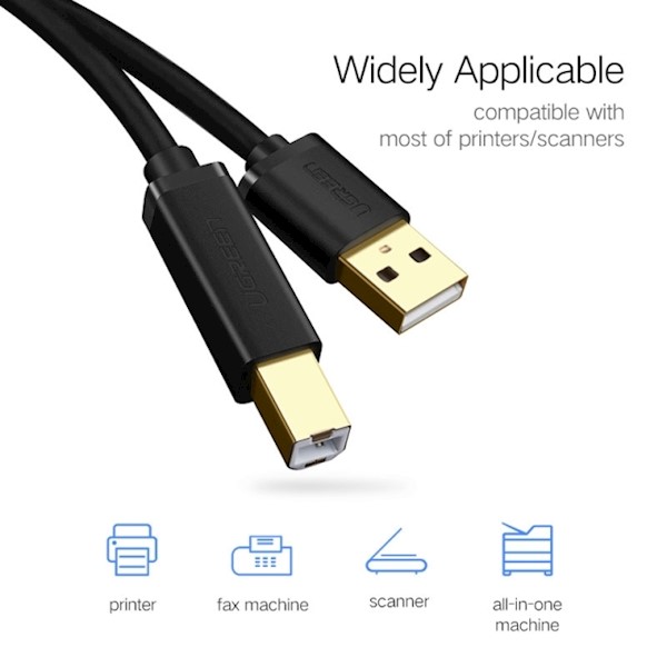 პრინტერის კაბელი UGREEN US135 USB 2 0 AM to BM Print Cable 1,5M Gold-Plated 10350