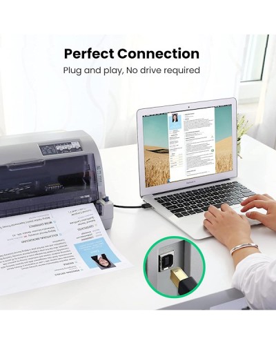 პრინტერის კაბელი UGREEN 10351 USB 2.0 AM to BM Print Cable 3m (Black)