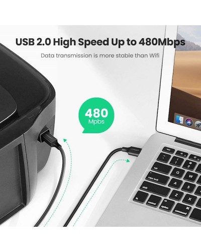 პრინტერის კაბელი UGREEN 10351 USB 2.0 AM to BM Print Cable 3m (Black)