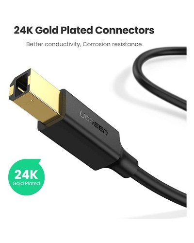 პრინტერის კაბელი UGREEN 10351 USB 2.0 AM to BM Print Cable 3m (Black)