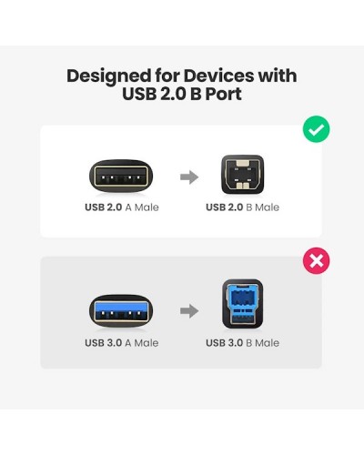 პრინტერის კაბელი UGREEN 10351 USB 2.0 AM to BM Print Cable 3m (Black)