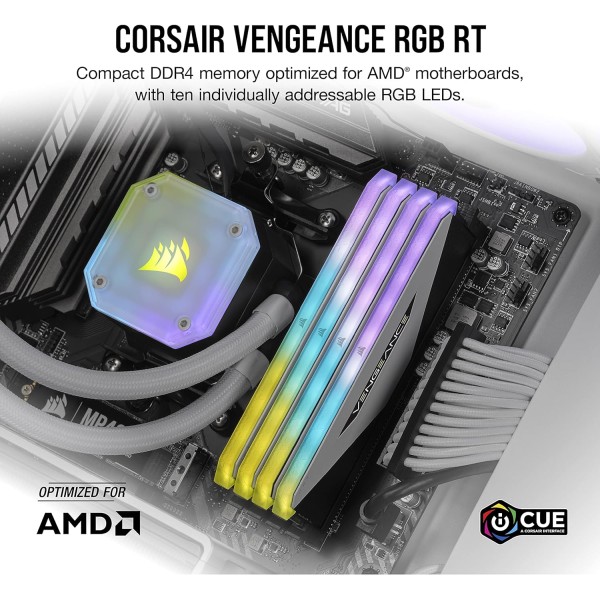 ოპერატიული მეხსიერება Corsair VENGEANCE RGB RT 32GB 2x16GB DDR4 3600MHz Memory RAM CMN32GX4M2Z3600C18W