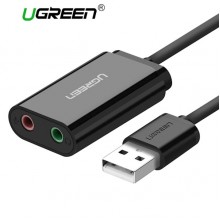 USB ხმის ბარათი US205 Ugreen Sound Card External 3.5mm USB USB Adapter for Microphone Speaker 30724