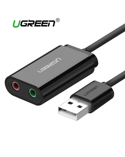 USB ხმის ბარათი US205 Ugreen Sound Card External 3.5mm USB USB Adapter for Microphone Speaker 30724