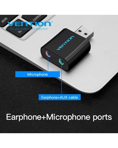 ხმის ბარათი VENTION VAB-S17-B USB External Sound Card Black Metal Type