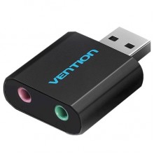 ხმის ბარათი VENTION VAB-S17-B USB External Sound Card Black Metal Type
