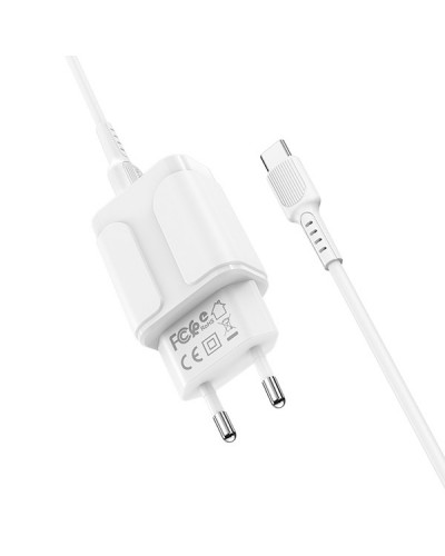 BOROFONE BA37A Speedy dual port charger set(Type-C)(EU)1m White