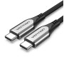 Type-C კაბელი Vention Model/Item-NO: USB 2.0 C Male to C Male Cable 1.5M Gray Aluminum Alloy Type