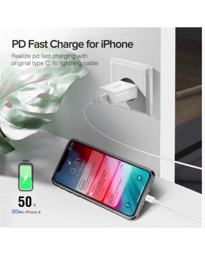 მობილურის დამტენი UGREEN CD137 (60450) Fast Charging Port USB Type C Original Power Adapter with PD 20W EU (White)