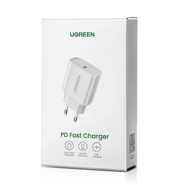მობილურის დამტენი UGREEN CD137 (60450) Fast Charging Port USB Type C Original Power Adapter with PD 20W EU (White)