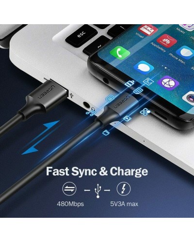 USB კაბელი UGREEN US288 (60118) USB to USB-C Cable Nickel Plating 2m (Black)