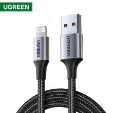 UGREEN US291 (60156) USB 2.0 A to Apple Lightning Cable Nickel Plating Aluminum Braid 1m (Black)