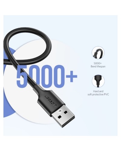 USB კაბელი UGREEN USB 2.0 A to Micro USB Cable Nickel Plating 1m (Black)