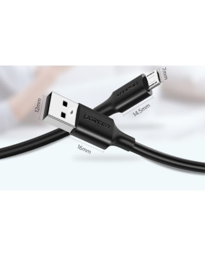 USB კაბელი UGREEN USB 2.0 A to Micro USB Cable Nickel Plating 1m (Black)