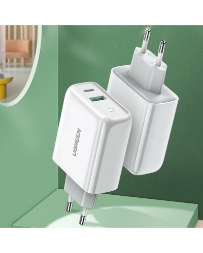 დამტენი UGREEN CD170 (60468), 36W, USB, Type-C, Type-c, White