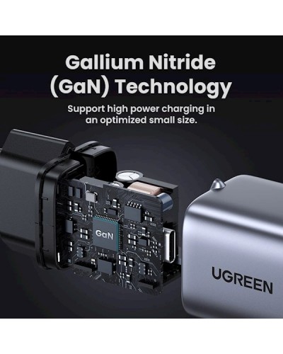 დამტენი UGREEN CD319 (90666) Nexode, 30W, Single port, USB-C, Type-c, Space Gray