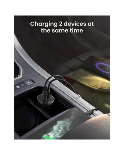 მანქანის USB დამტენი UGREEN CD130 (30780) Dual USB Car Charger 18W Type-C PD Car Charging for iPhone