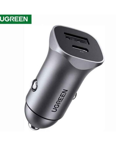 მანქანის USB დამტენი UGREEN CD130 (30780) Dual USB Car Charger 18W Type-C PD Car Charging for iPhone