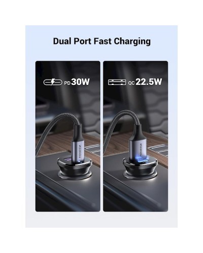 მანქანის დამტენი UGREEN 25845, 30W, USB, Type-C, USB, Black