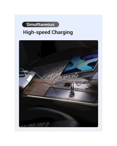 მანქანის დამტენი UGREEN 25845, 30W, USB, Type-C, USB, Black