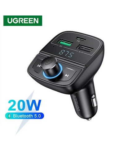 მობილურის დამტენი UGREEN CD229 (80910) Bluetooth Car Charger BT5.0, PD, QC3.0, USB Flash Drive, TF, Black