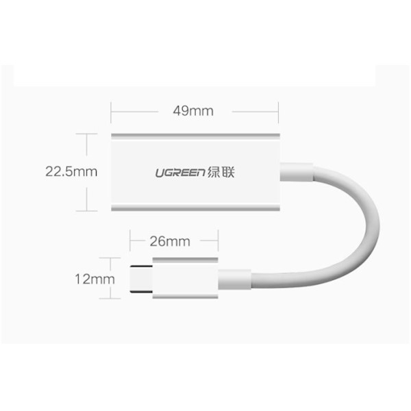 ადაპტერი UGREEN MM130 (40372) USB-C to DisplayPort Adapter (White)