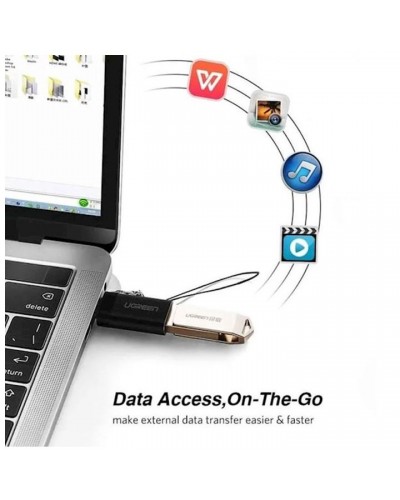 USB ადაპტერი UGREEN US270 (50283) Type C to USB 3.0 A Adapter Cable with Lanyard (Black)