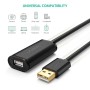 USB დამაგრძელებელი UGREEN 10321, USB Male to USB Female Active Extension Cable with Chipset, 10m, Black