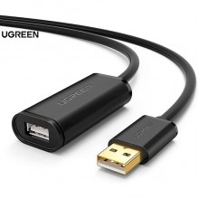 USB დამაგრძელებელი UGREEN 10321, USB Male to USB Female Active Extension Cable with Chipset, 10m, Black