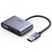 ადაპტერი UGREEN CM449 (20518) USB to HDMI / VGA Converter 3.0, Silver