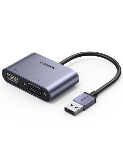 ადაპტერი UGREEN CM449 (20518) USB to HDMI / VGA Converter 3.0, Silver