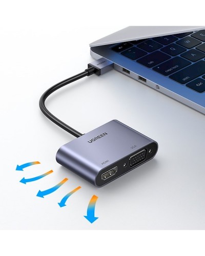 ადაპტერი UGREEN CM449 (20518) USB to HDMI / VGA Converter 3.0, Silver