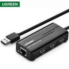 UGREEN 20264 USB 2.0 10/100Mbps USB to Lan + 3Port USB HUB Network Adapter