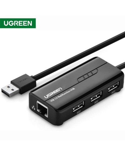 UGREEN 20264 USB 2.0 10/100Mbps USB to Lan + 3Port USB HUB Network Adapter