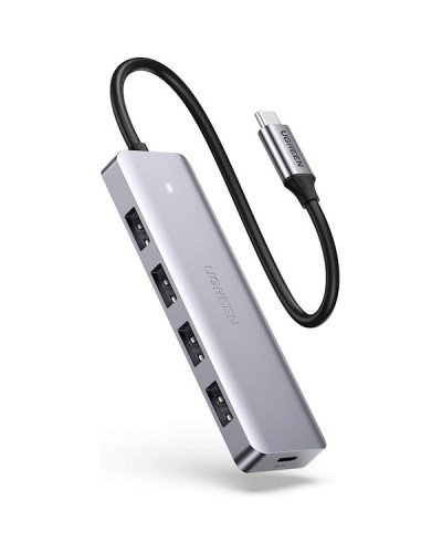 USB ჰაბი UGREEN (70336) 4-Port USB3.0, USB-C, Power Supply, Silver