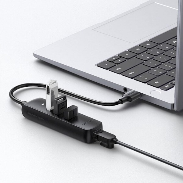 USB ჰაბი UGREEN CM416 (20984), USB-C, USB, RJ45, Hub, Black