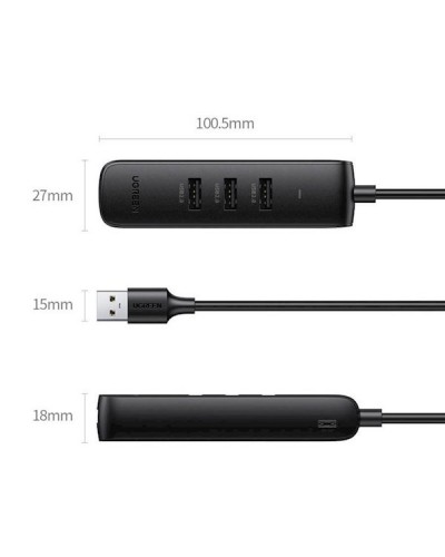 USB ჰაბი UGREEN CM416 (20984), USB-C, USB, RJ45, Hub, Black