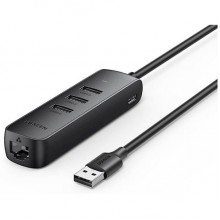 USB ჰაბი UGREEN CM416 (20984), USB-C, USB, RJ45, Hub, Black