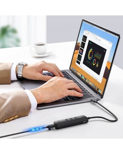 USB ჰაბი UGREEN CM416 (20984), USB-C, USB, RJ45, Hub, Black