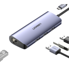 USB ჰაბი UGREEN USB HUB CM252 (60719), USB to RJ45, Micro USB, Gray