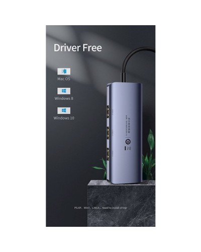 USB ჰაბი UGREEN USB HUB CM252 (60719), USB to RJ45, Micro USB, Gray