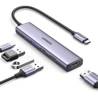 USB-C ჰაბი UGREEN CM478 (15495) Revodok 105, Type-C, USB, HDMI, PD, Hub, Grey