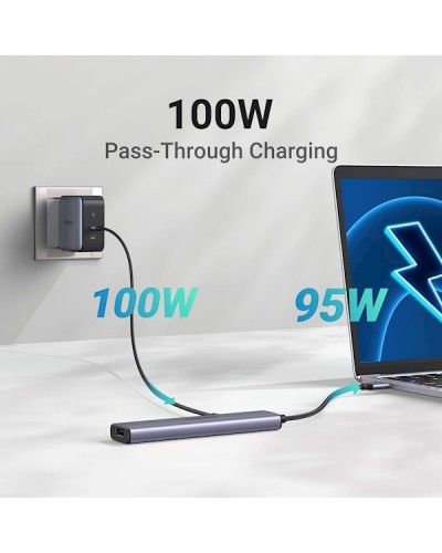 USB-C ჰაბი UGREEN CM478 (15495) Revodok 105, Type-C, USB, HDMI, PD, Hub, Grey