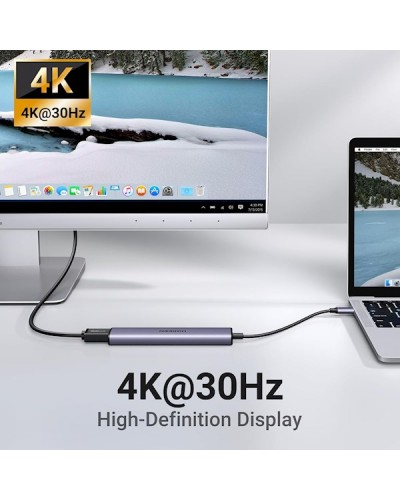 USB-C ჰაბი UGREEN CM478 (15495) Revodok 105, Type-C, USB, HDMI, PD, Hub, Grey