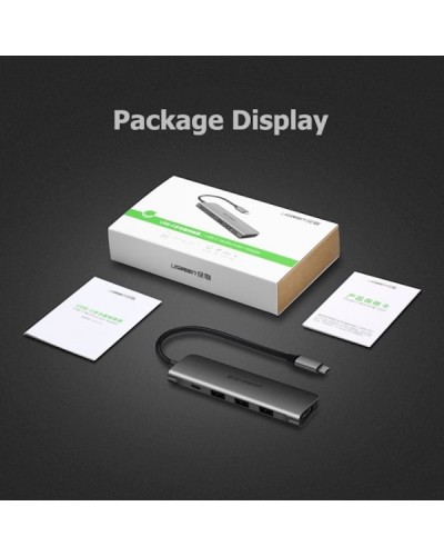 ადაპტერი UGREEN CM136 (50209) USB Type C to Hdmi+Usb 3.0+Pd Power Converter