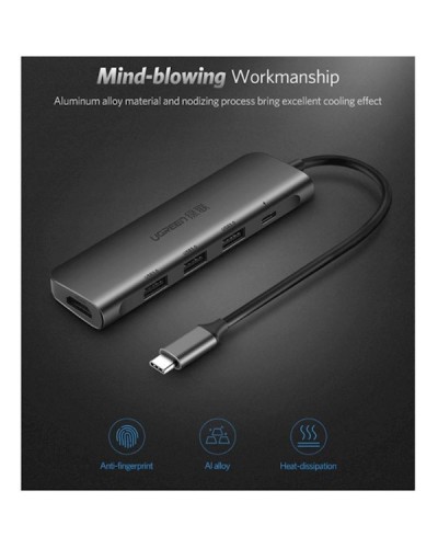 ადაპტერი UGREEN CM136 (50209) USB Type C to Hdmi+Usb 3.0+Pd Power Converter