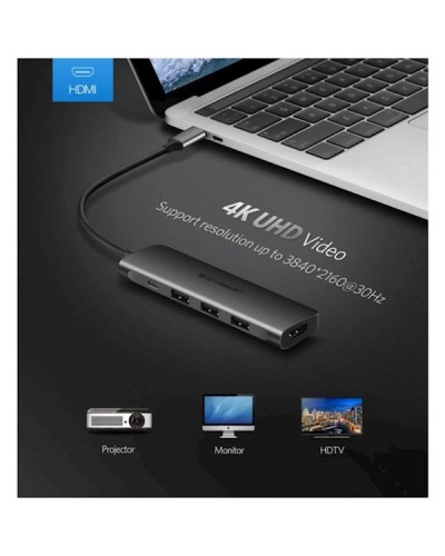 ადაპტერი UGREEN CM136 (50209) USB Type C to Hdmi+Usb 3.0+Pd Power Converter