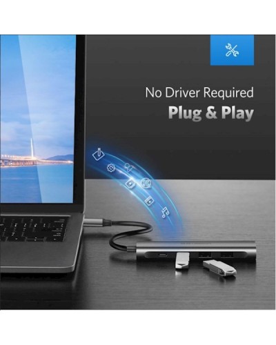 ადაპტერი UGREEN CM136 (50209) USB Type C to Hdmi+Usb 3.0+Pd Power Converter