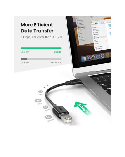 OTG კაბელი UGREEN 30701 USB-C Male to USB 3.0 Female OTG Cable Black USB 3.0 15 cm