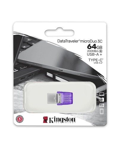 USB ფლეშ მეხსიერება Kingston DTDUO3CG3/64GB, 64GB, USB 3.2, Type-C, Violet